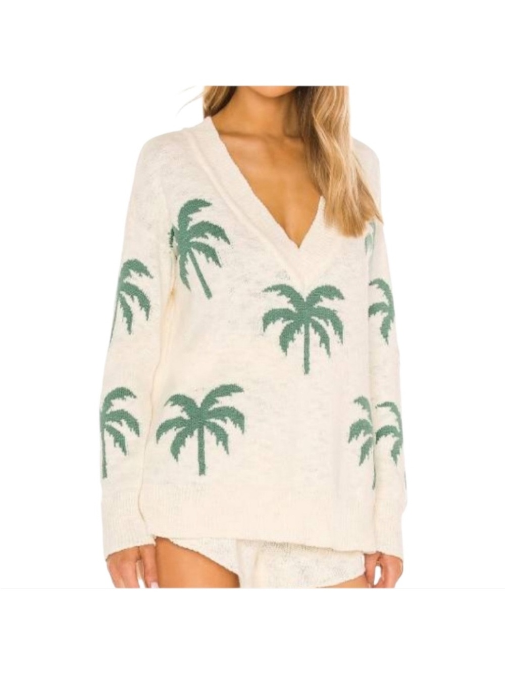 NWT Beachly Palm Trees Bohemian Oversized Lightweight Sweater Size small